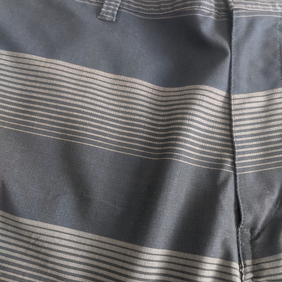 OP Shorts Mens Swim Trunks Board Shorts Blue Stripe Unlined Flat Front - Picture 3 of 5